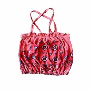 Free People Floral Criss-Cross Crop Top - Size XS